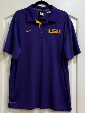 Nike LSU Purple Polo with Gold Accents